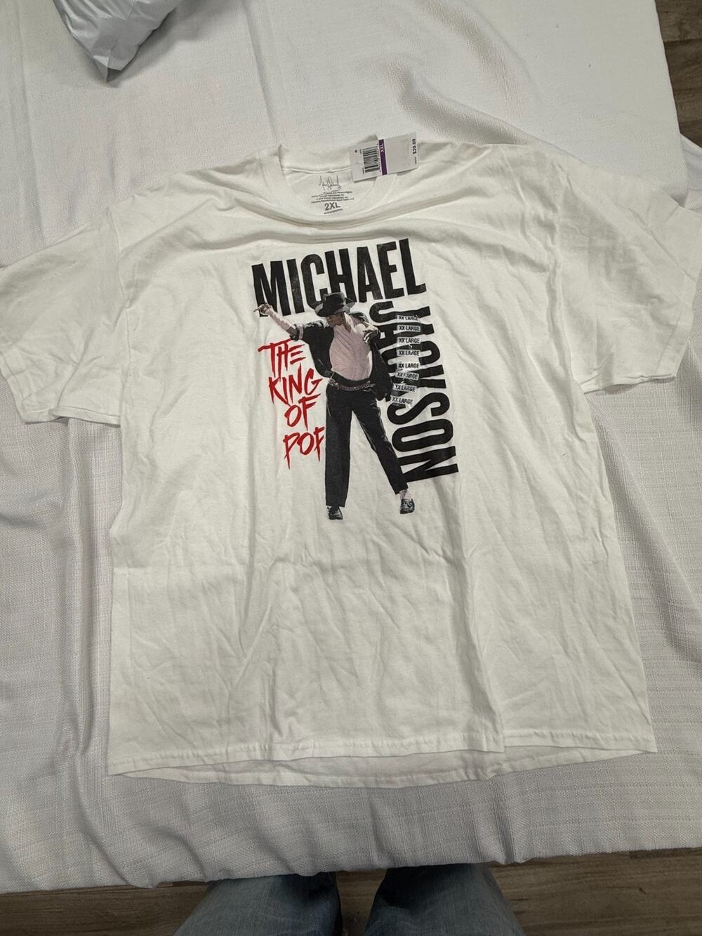 Michael Jackson King Of Pop T-Shirt 2XL White Graphic Tee Licensed 2019 NWT